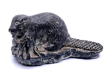 Vtg. WOLF SCULPTURES carved Beaver figurine Made in Cananda picture