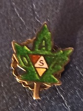 Vintage B Harris Sterling Enamel Maple Leaf Pin OAF Order of American Firemen picture
