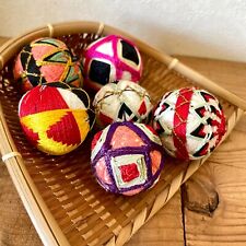 Japanese traditional TEMARI balls lot w/Bamboo tray handmade vintage from JAPAN picture