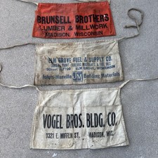 VTG NAIL APRON POUCH LOT ADVERTISING WORK WEAR CANVAS CLOTH STENCIL  Wis Chicago picture