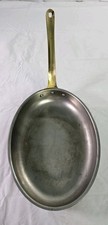 Vtg Tagus Copper Oval Fish Fry Saute Pan Portugal Brass Handle 7.25