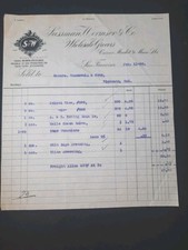 1906 San Francisco Billhead Invoice S&W Foods Sussman Wormser Gold Rush Plymouth picture
