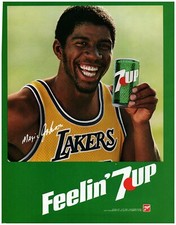 1982 PRINT AD, 7UP Earvin Magic Johnson Smiling Feelin' Los Angeles Lakers picture