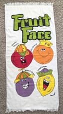 Vintage 1970s Funny Fruit Face Anthropomorphic Beach Towel Signed PMC Smith OOAK picture