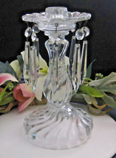 VINTAGE Glass Candlestick Holder w/ 8 Prisms Swirl pattern picture