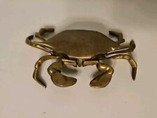 Vintage Brass Crab Trinket Box Portable Ashtray Stash Pill Storage Paperweight picture