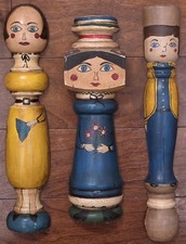 Vintage Mid Century 60s 70s Painted Wood People Figures Folk Art Wall Hangings  picture
