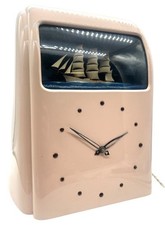 A 1940s Art Deco clock by Vitascope – Rare Pink Model Rocking Ship Automation picture
