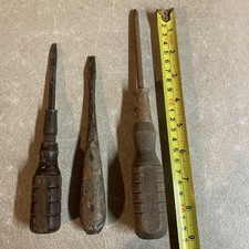 Lot Of 3 Vintage Wood Handle Screwdrivers 10/19 picture
