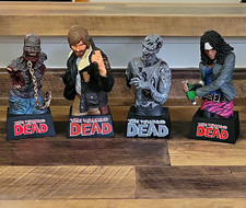 Skybound The Walking Dead Talking Plastic Bust Figurines  Lot of 4 (2013) picture