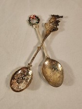 Vintage WAPW Merry Christmas Wreathe Angel Cherub Silver Plate Collector Spoons picture