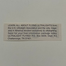 U. S. Ultralight Association Flying Chattanooga Vintage Kit Planes Ad SAI6-S26 picture