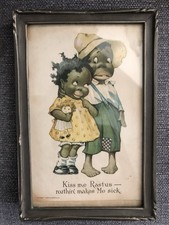 Antique Schafer & Vater 1910-20 5x7 Kiss me Rastus-nuthin’ makes me sick Picture picture