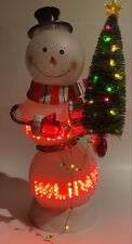JC Penny Christmas Decor Home Collection Acrylic Lighted Snowman Happy Holidays picture