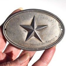 1st Texas Cavalry - Star Belt Plate - Engraved Confederate States - CSA 1862 picture