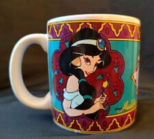 1990’s Vintage Disney Alladin Jasmine Genie Coffee Mug Retro Purple Teal picture