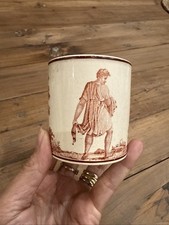 Antique French Coffee Can c1810 Stone Coquerel Le Gros Creil Transferware Cup picture