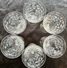 Six mint vintage Fostoria Chintz etched glass wine water goblets 6.5 tall 10oz picture