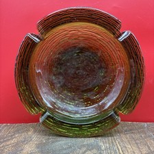 VTG Anchor Hocking Soreno Avocado Green Glass Cigar Ashtray 8.5” USA picture