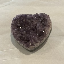 Heart-Shaped Purple Amethyst Crystal Cluster Geode Specimen Display picture