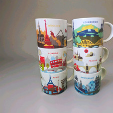 Starbucks YAH Mug Lot 6 London Paris Amsterdam Prague Edinburgh Munchen picture