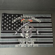 US Embassy Baghdad Iraq Live Action Flag Banner Oct 2012-Oct 2013 24x36 picture