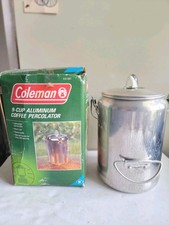 VINTAGE COLEMAN 9-CUP ALUMINUM CAMPING COFFEE PERCOLATOR W/ORIGINAL BOX COMPLETE picture