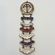 Vtg Presbyterian Sunday School 1/20 10K Gold Filled 8 Year Pin Littles Enamel picture