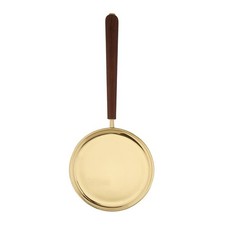Religious Brass Paten with Straight Handle Brass Wood Church Communion Accessory picture