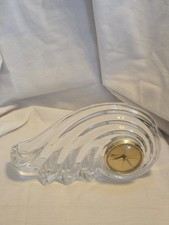 Vintage Mikasa Clearwater Wave Crystal Quartz Clock - Original Gold Dial REPAIR picture