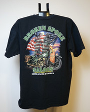 Broken Spoke Saloon USA Never Forget the Vet Harley Flathead Mens Pocket T-shirt picture