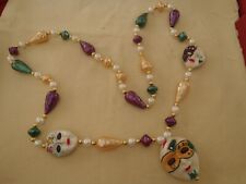 Mardi Gras Face Mask Necklace Multi color Bead New Orleans picture