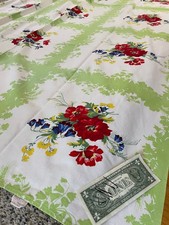 Vintage 1940s/50s heavy cotton tablecloth, Wilendur, Floral Meadow  ~50 x 62 picture