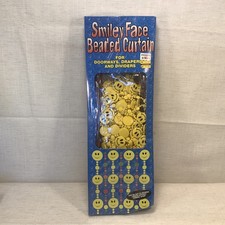 Vtg 90s Y2K Beaded Smiley Face Curtain NOS Ready To Hang 10 Strands 2 Tracks NIB picture