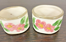 FRANSCIAN Desert Rose  SET of 2 Napkin Rings Made in USA Pink/Green picture