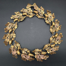 Vintage Dresden Stamped Brass/Bronze Metal Acorn Wreath 12.5
