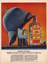 1964 Gordon's London Dry Gin Print Ad English Colonel India Summer Heat Hat picture