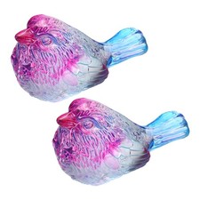 2Pcs 2.8Inch Small Glass Birds Figurines for Home Decor, Blue-Violet picture