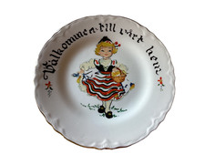 Vintage Hand Painted Swedish Girl Folk Art China Decorative Wall Plate 7” Signed picture