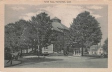 1950 Stoughton MA Town Hall RPPC  Postcard Campbell's Drug Store Vintage Mass. picture