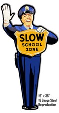 Vintage Style Metal Sign Slow School Zone 19 x 36 picture