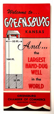 1950s Greensburg Kansas Largest Hand Dug Well Tourism Vintage Travel Brochure picture