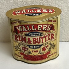 Vintage Waller’s Rum & Butter English Candy Tin Can Empty 5” 4oz (e4) picture
