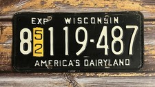 1952 Wisconsin License Plate w/ Tab 119-487 picture