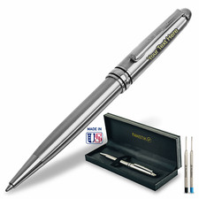 Personalized Pen, Elegant Engraved Pen. Luxury Customized Silver Ballpoint Pen picture