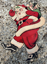 Vtg 1950s Whitman Cardboard Santa Claus Die Cut Christmas Decoration Jointed 11