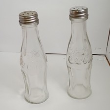 Coca-Cola Glass Bottle Collectible Salt & Pepper Shakers Set, Clear/Silver picture