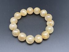 Natural Gold Rutilated Quartz Crystal Round Beads Bracelet 14mm   ( 62g ) picture