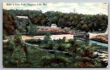 Birdseye Scene Irvine Park Chippewa Falls WI C1910s Postcard U20 picture