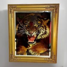 RARE Tiger Motion/Light Picture on Mirror in Shadowbox Frame Large 24x20 *READ* picture